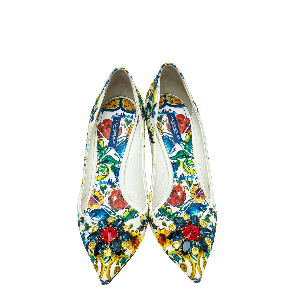 Dolce & Gabbana White Multicolor Majolica Bellucci Pumps 39.5