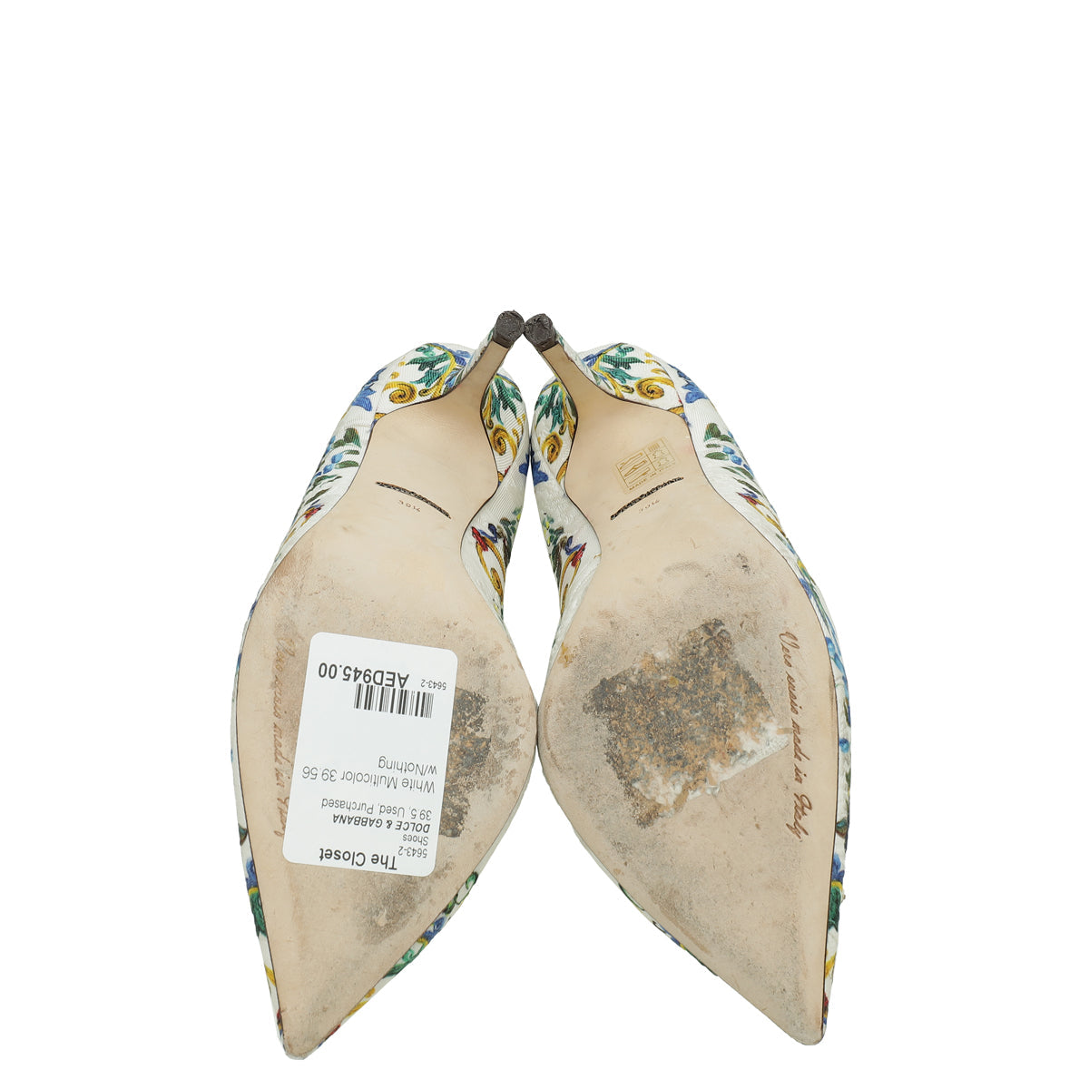 Dolce & Gabbana White Multicolor Majolica Bellucci Pumps 39.5