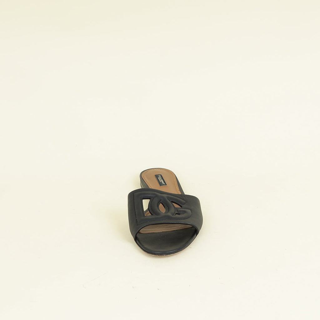 Dolce & Gabbana Black DG Logo Flat Sandals 39.5
