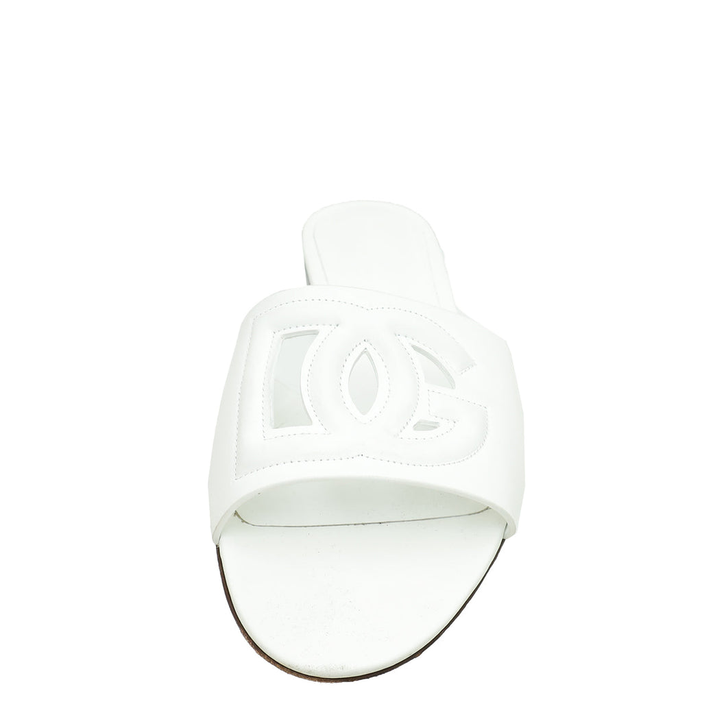 Dolce & Gabbana White DG Logo Flat Mules 39.5