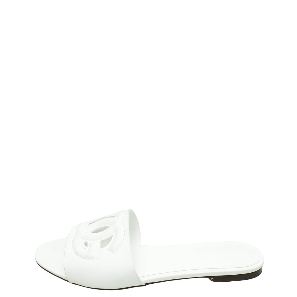 Dolce & Gabbana White DG Logo Flat Mules 39.5