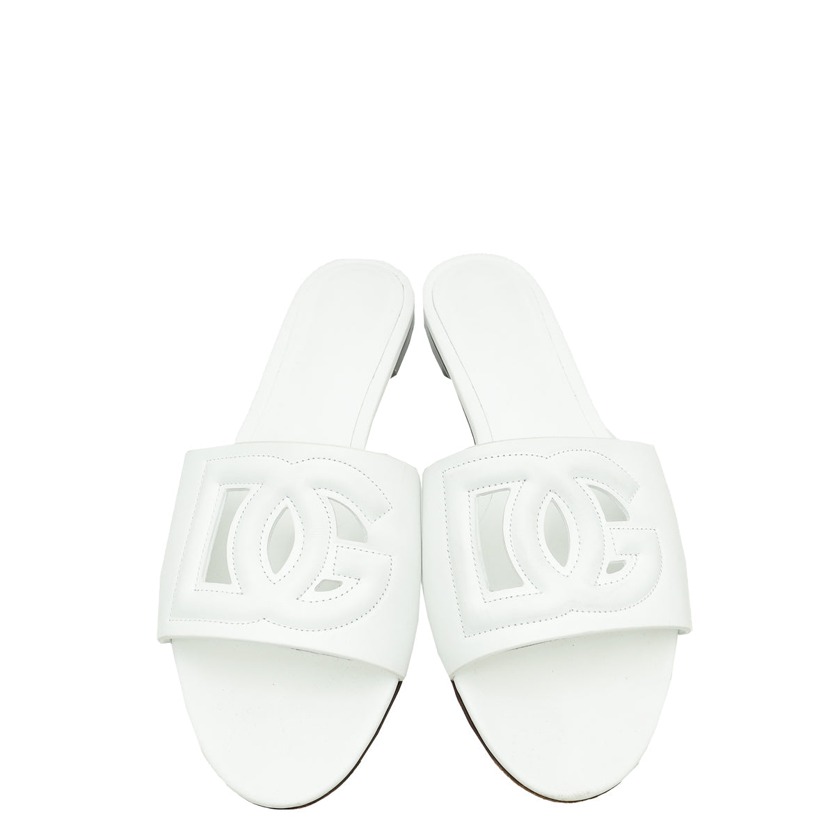 Dolce & Gabbana White DG Logo Flat Mules 39.5
