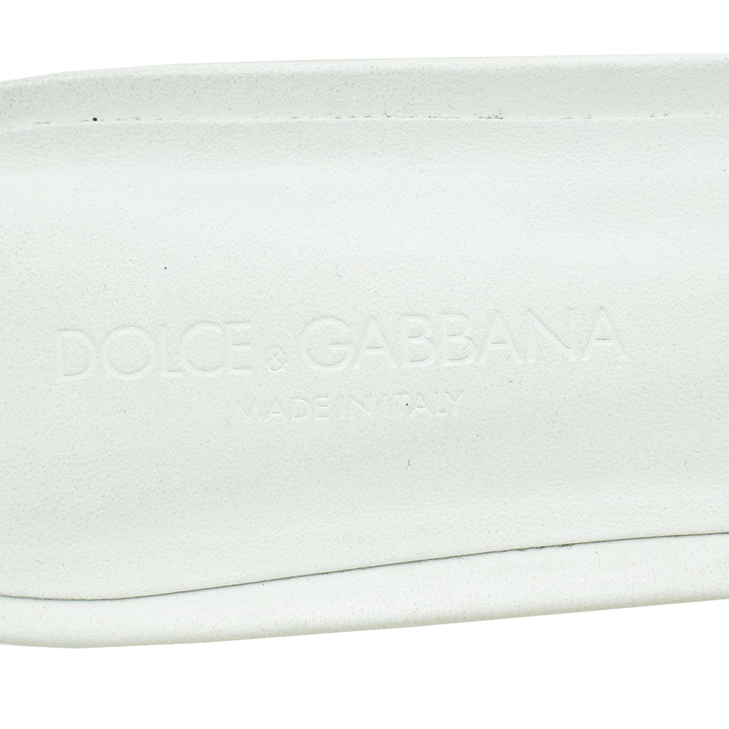 Dolce & Gabbana White DG Logo Flat Mules 39.5