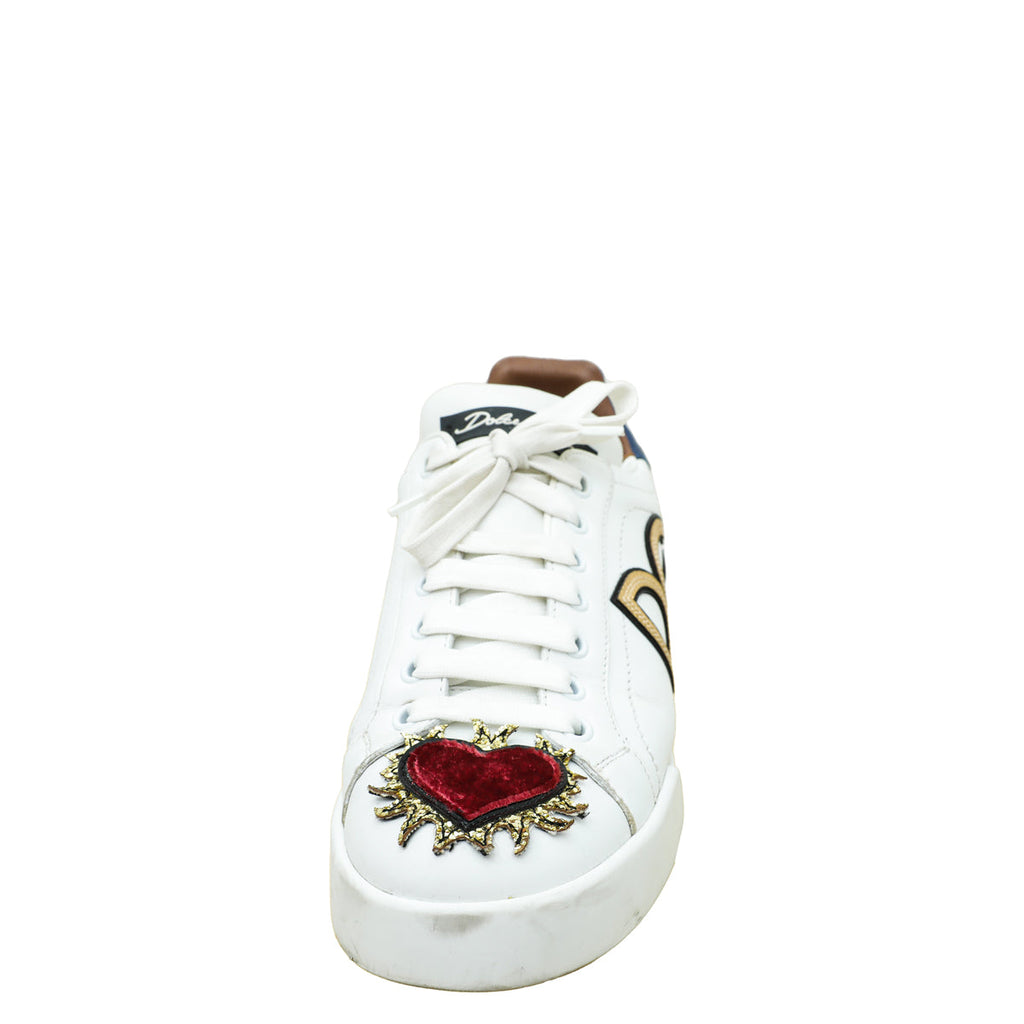 Dolce & Gabbana White Multicolor DG I-Heart Portofino Sneakers 39