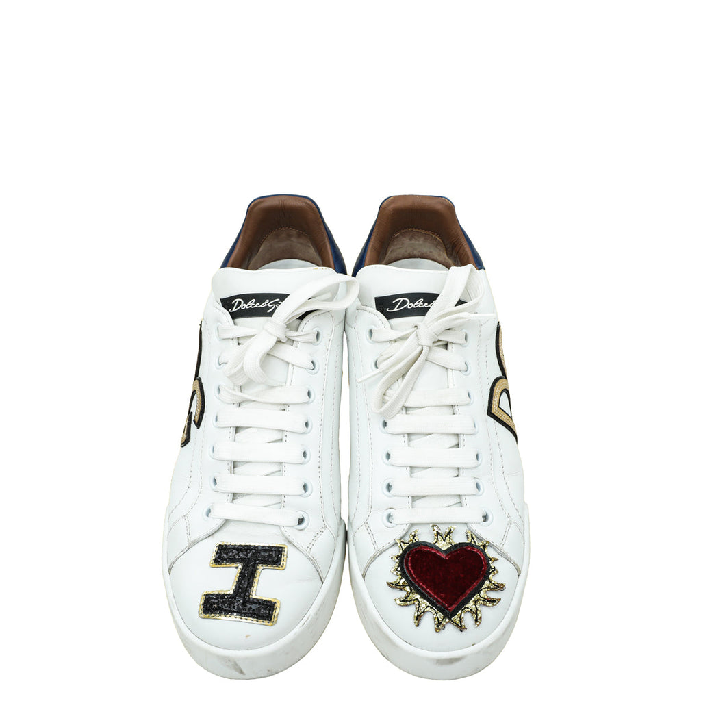 Dolce & Gabbana White Multicolor DG I-Heart Portofino Sneakers 39