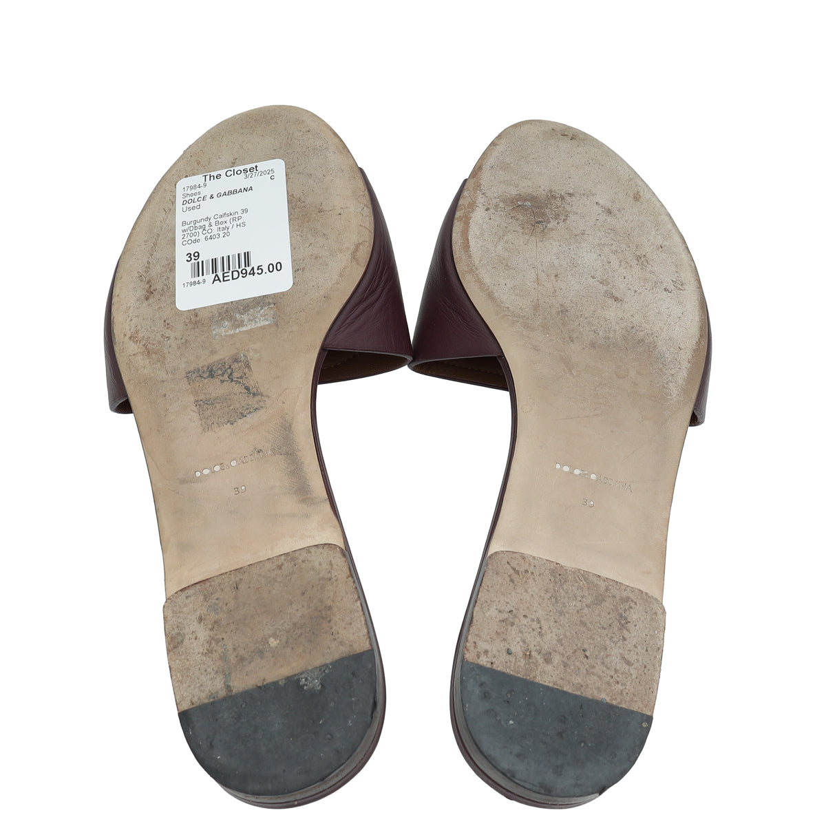 Dolce & Gabbana Burgundy Bianca Logo Slide Sandals 39