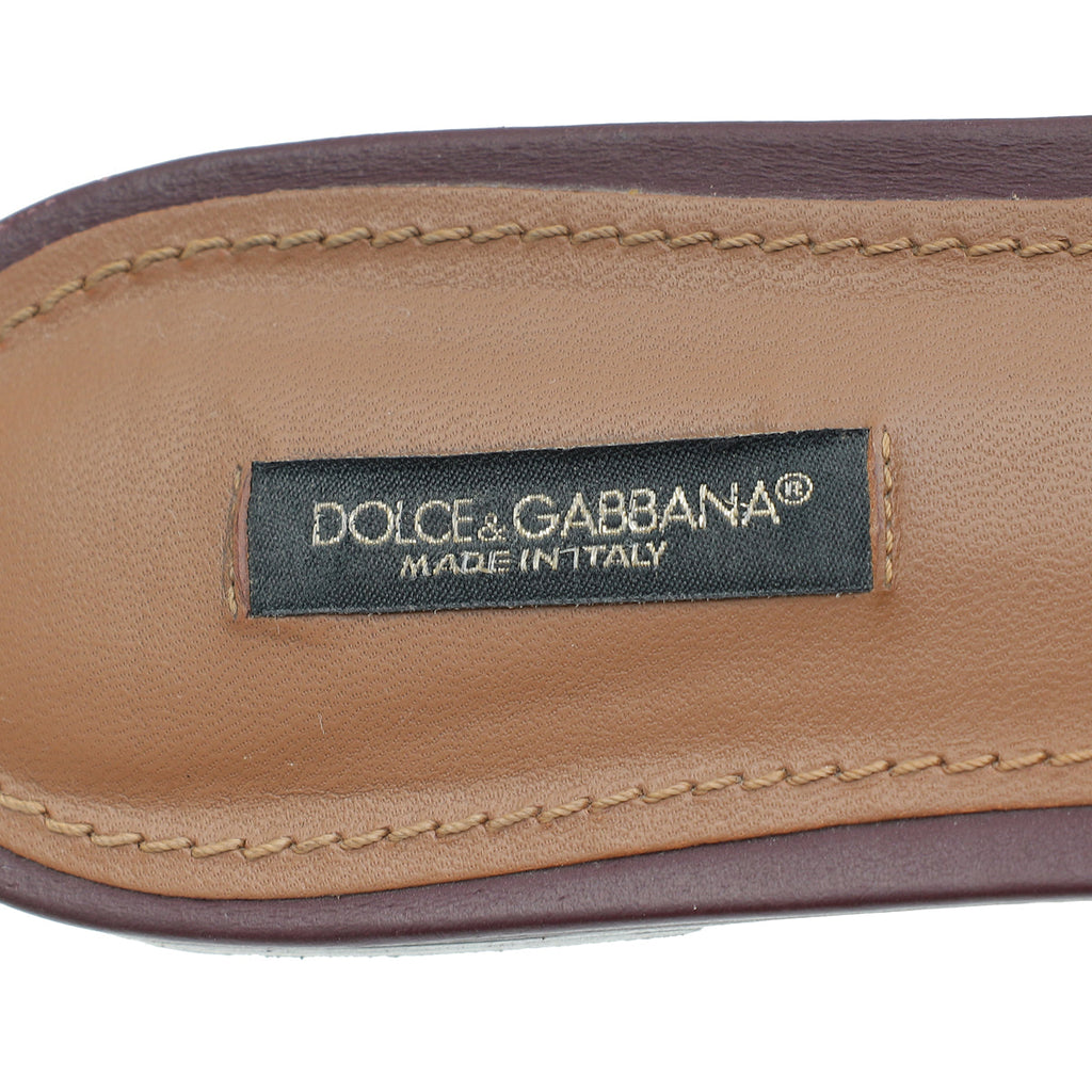 Dolce & Gabbana Burgundy Bianca Logo Slide Sandals 39