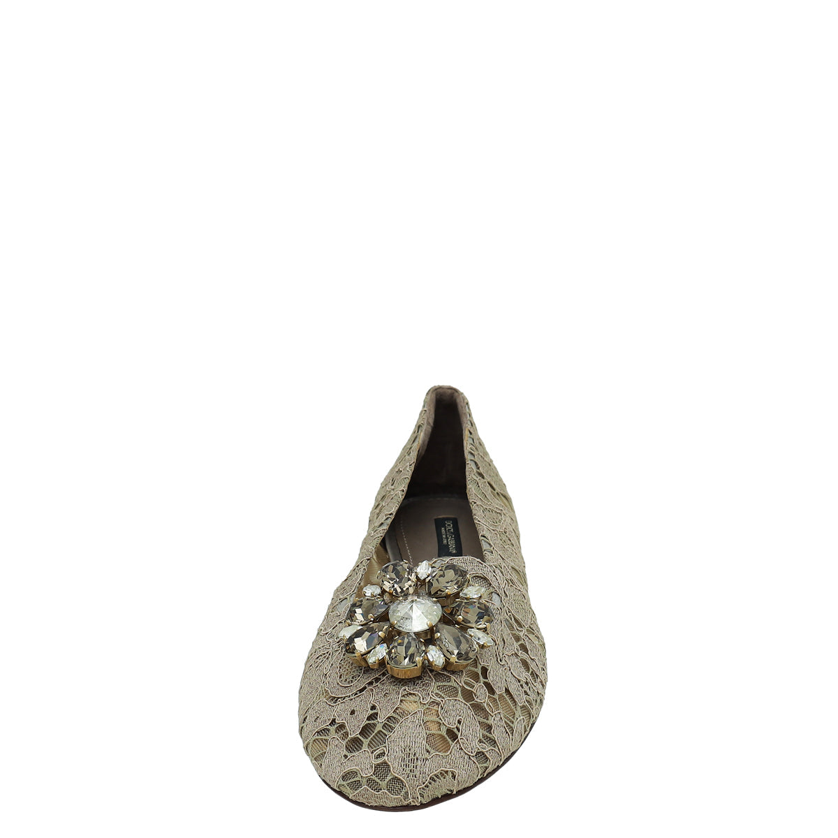 Dolce & Gabbana Light Brown Lace Bellucci Flats 40.5