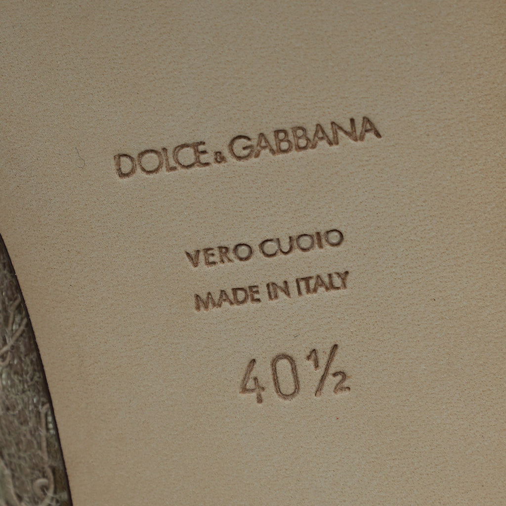 Dolce & Gabbana Light Brown Lace Bellucci Flats 40.5