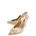 Dolce & Gabbana Rose Champaign Satin Crystal Slingback Pumps 40.5