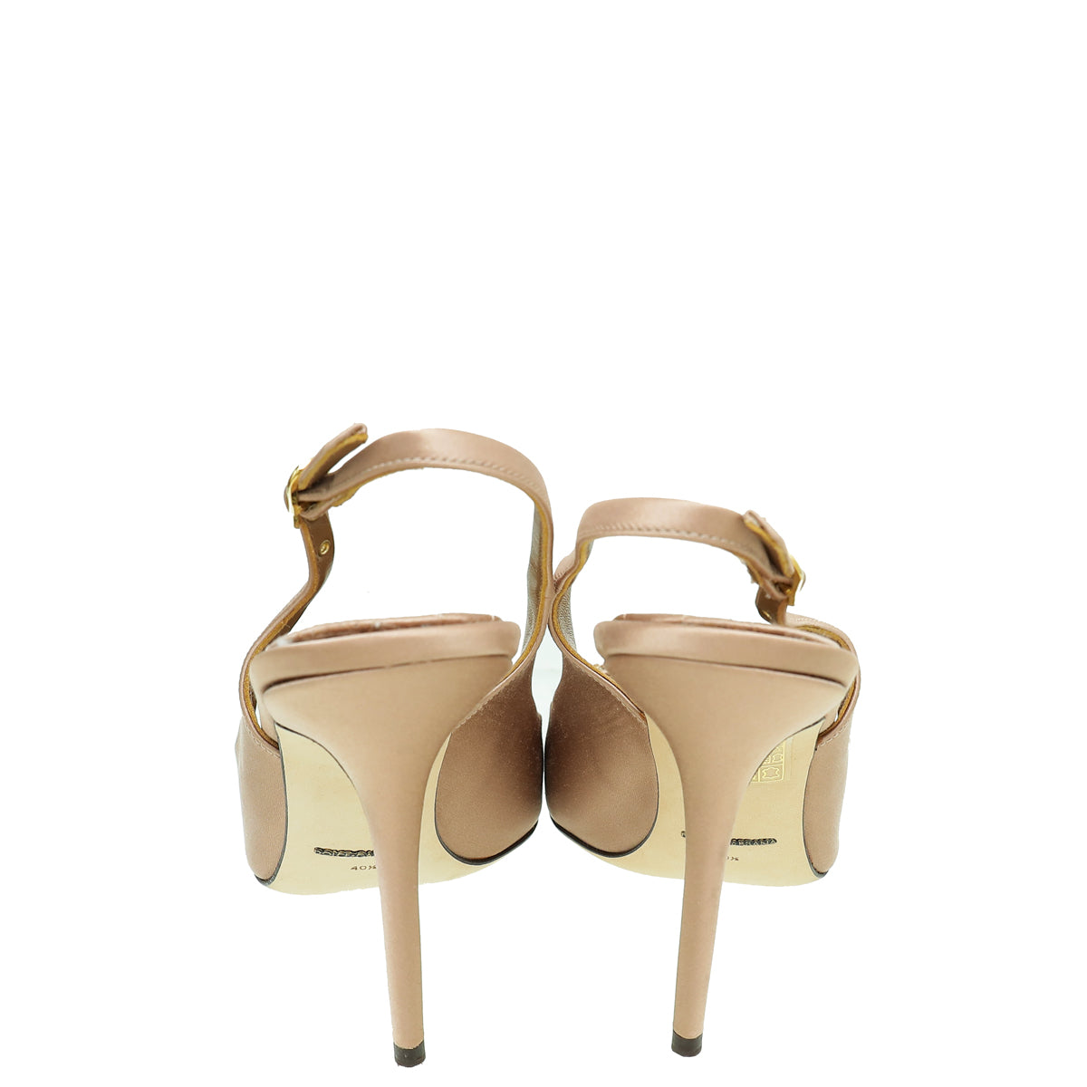 Dolce & Gabbana Rose Champaign Satin Crystal Slingback Pumps 40.5