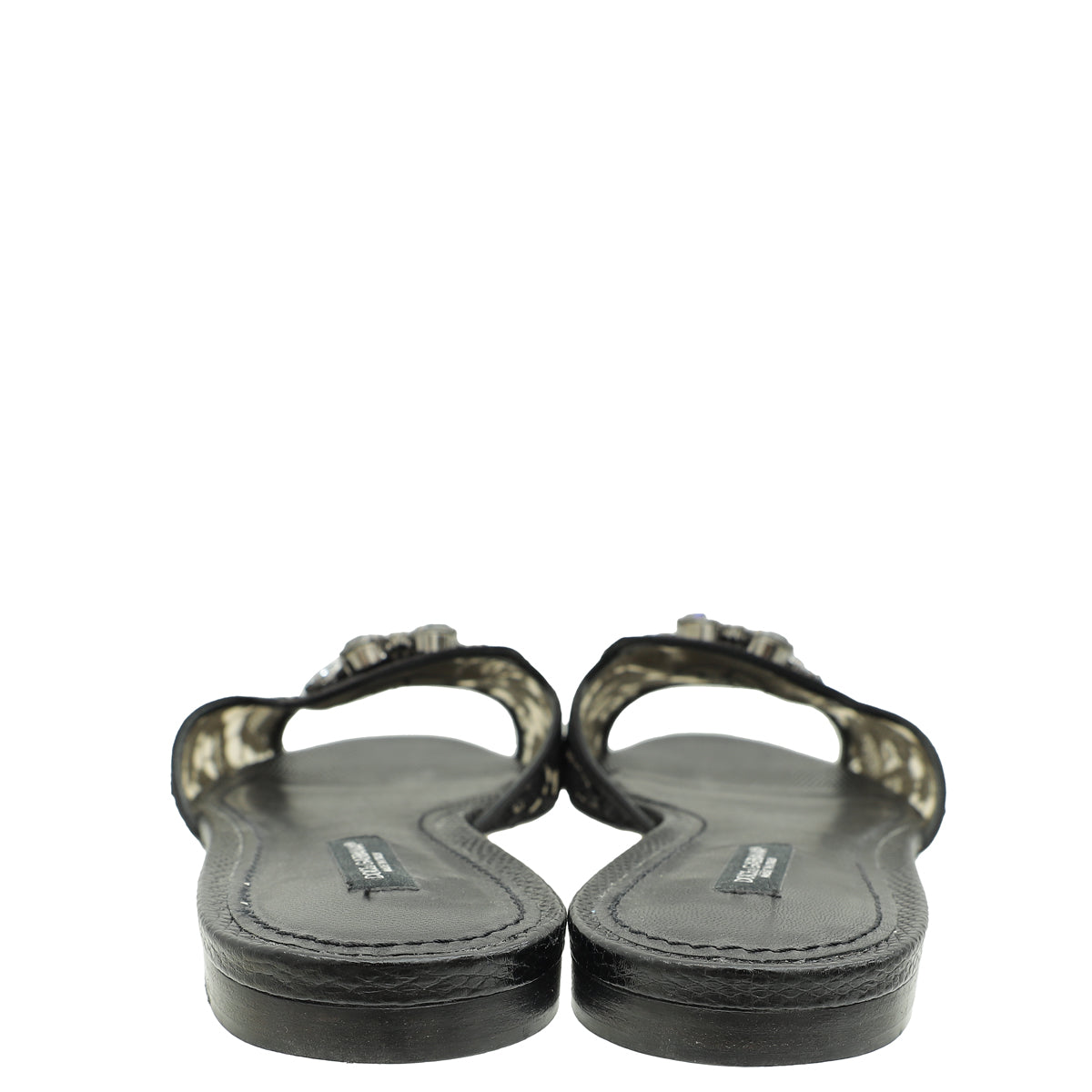 Dolce & Gabbana Black Bellucci Embellished Flat Sandals 40.5