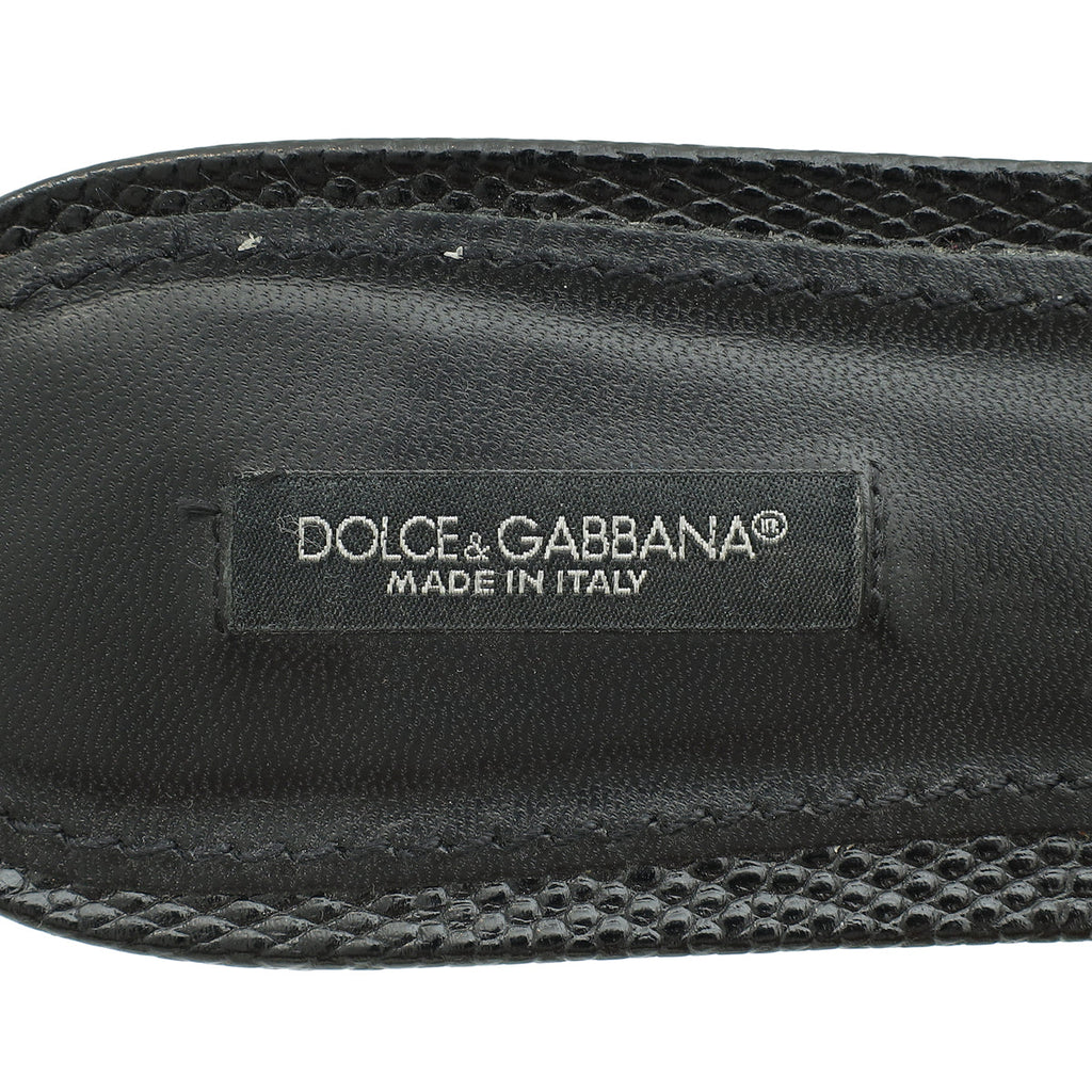 Dolce & Gabbana Black Bellucci Embellished Flat Sandals 40.5