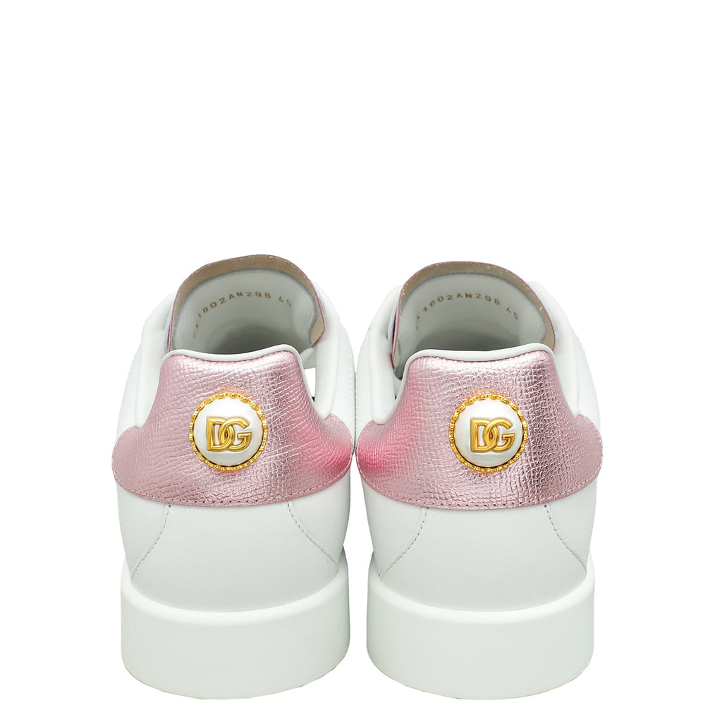 Dolce & Gabbana Bicolor Pearl-Detail Portofino Sneakers 40