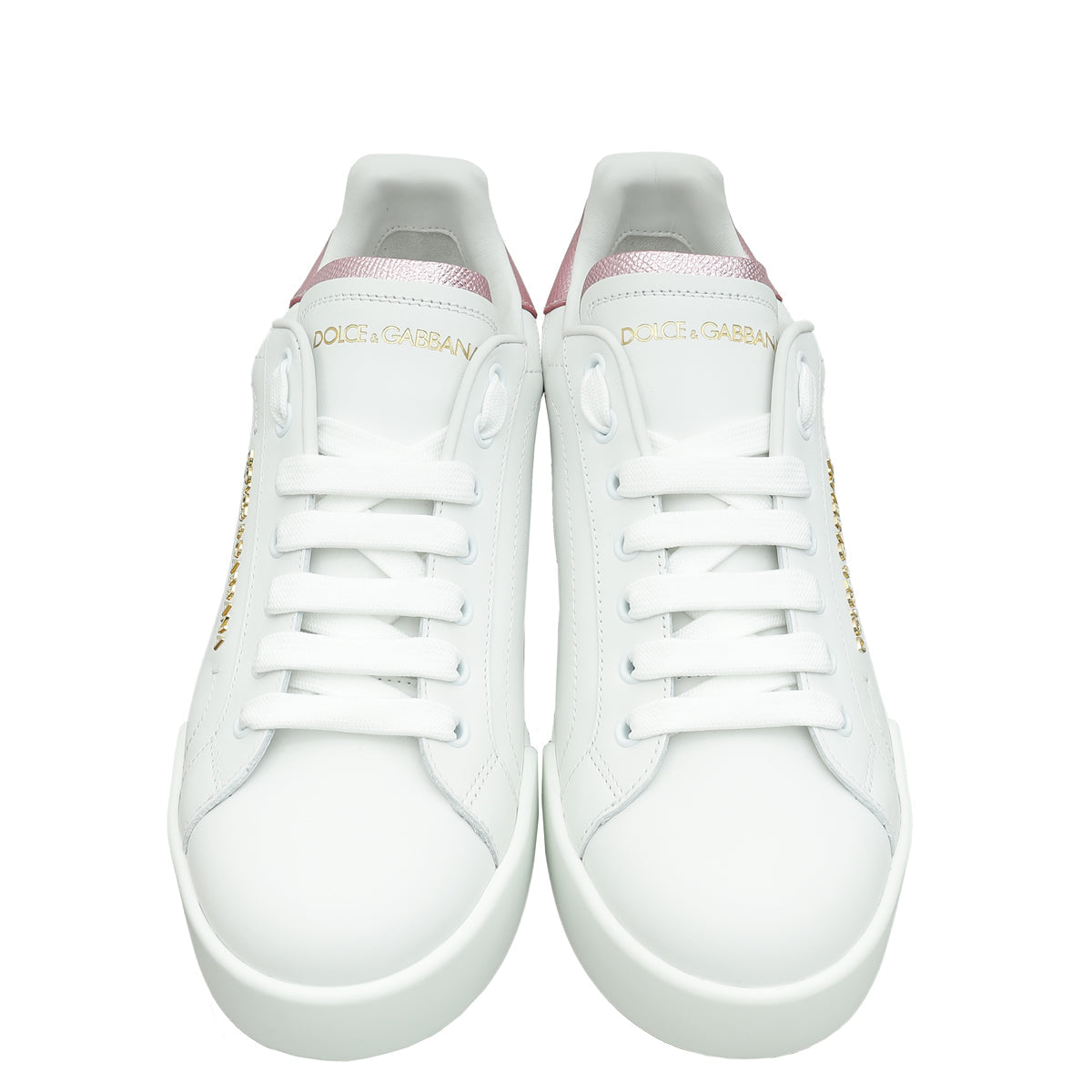 Dolce & Gabbana Bicolor Pearl-Detail Portofino Sneakers 40