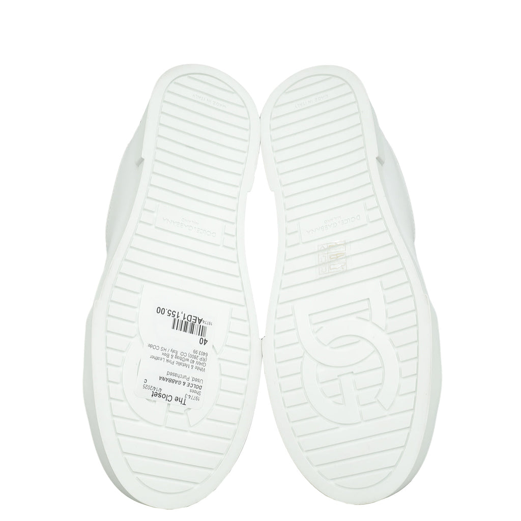 Dolce & Gabbana Bicolor Pearl-Detail Portofino Sneakers 40