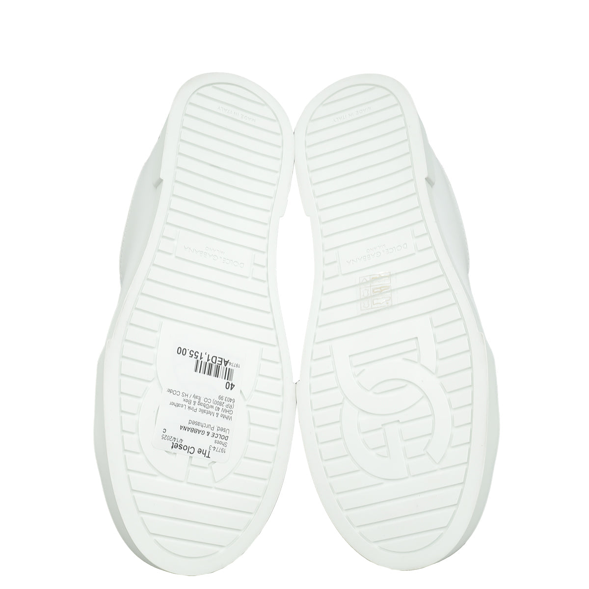 Dolce & Gabbana Bicolor Pearl-Detail Portofino Sneakers 40