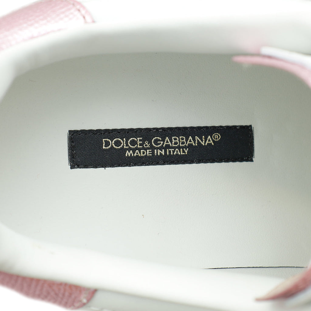 Dolce & Gabbana Bicolor Pearl-Detail Portofino Sneakers 40