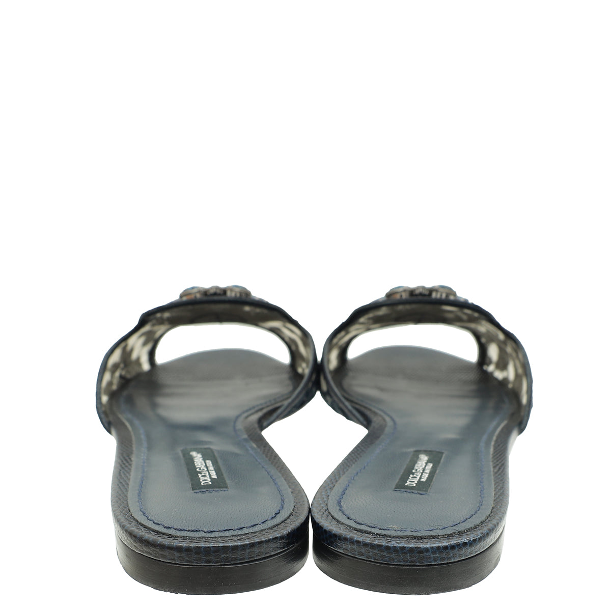 Dolce & Gabbana Indigo Blue Bellucci Embellished Flat Sandals 41