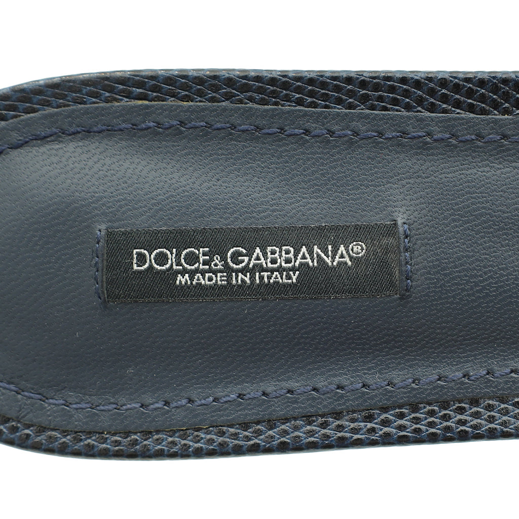 Dolce & Gabbana Indigo Blue Bellucci Embellished Flat Sandals 41