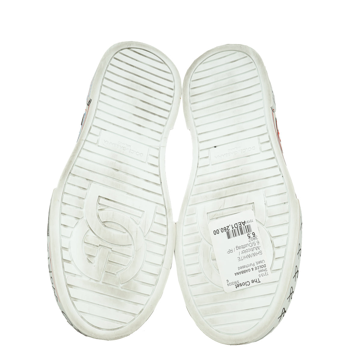 Dolce & Gabbana White Multicolor Graffiti Portofino High Sneakers 6.5