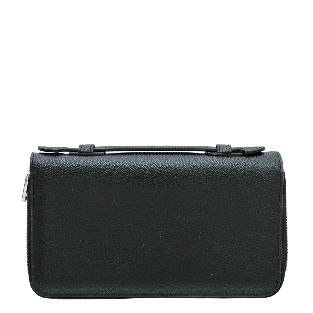 Dolce & Gabbana Black Dauphine Top Handle Double Zip Clutch
