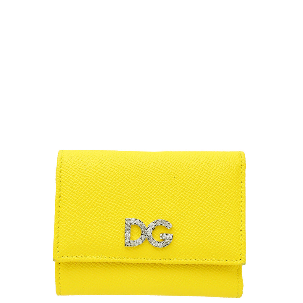 Dolce & Gabbana Yellow DG Crystal Trifold Wallet