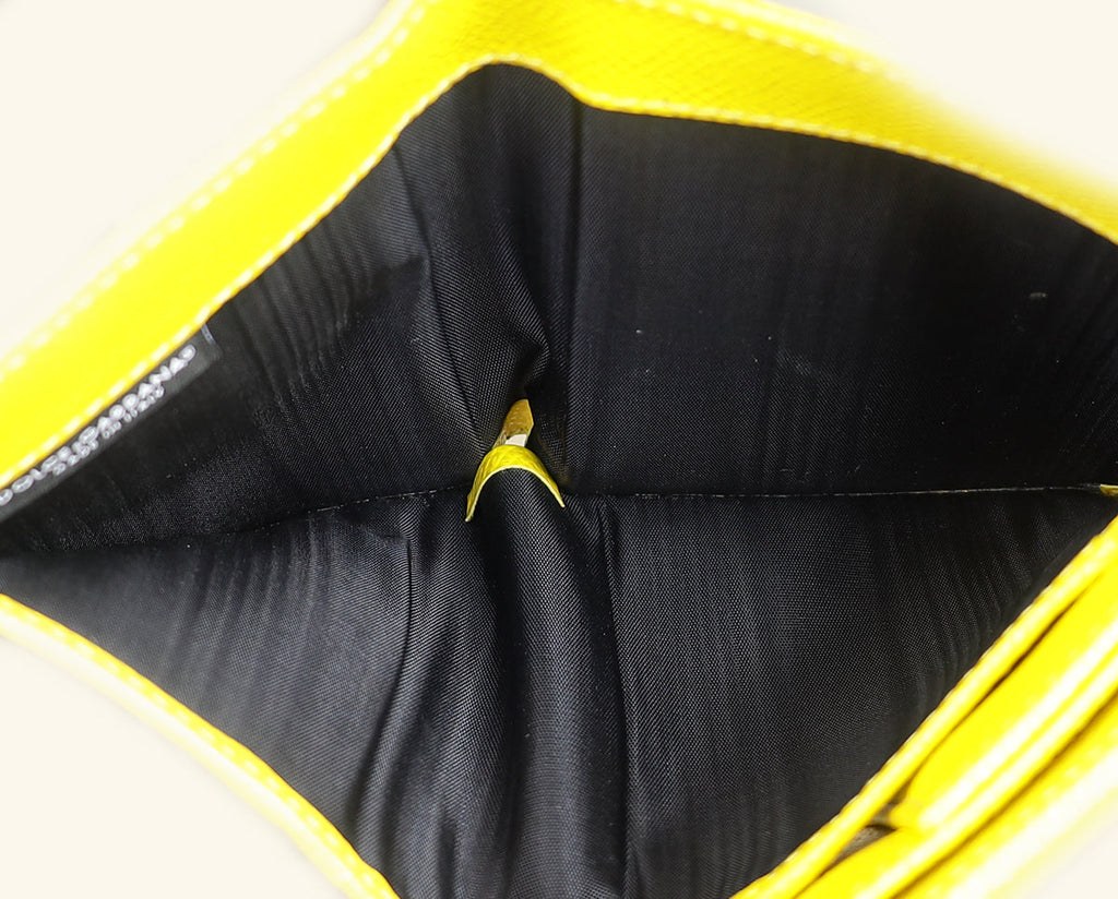 Dolce & Gabbana Yellow Trifold Small Wallet