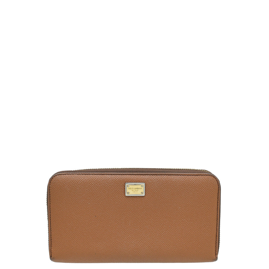 Dolce & Gabbana Caramel Zip Around Long Wallet