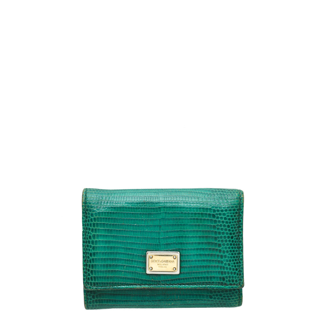 Dolce & Gabbana Green Lizard Embossed Small Wallet