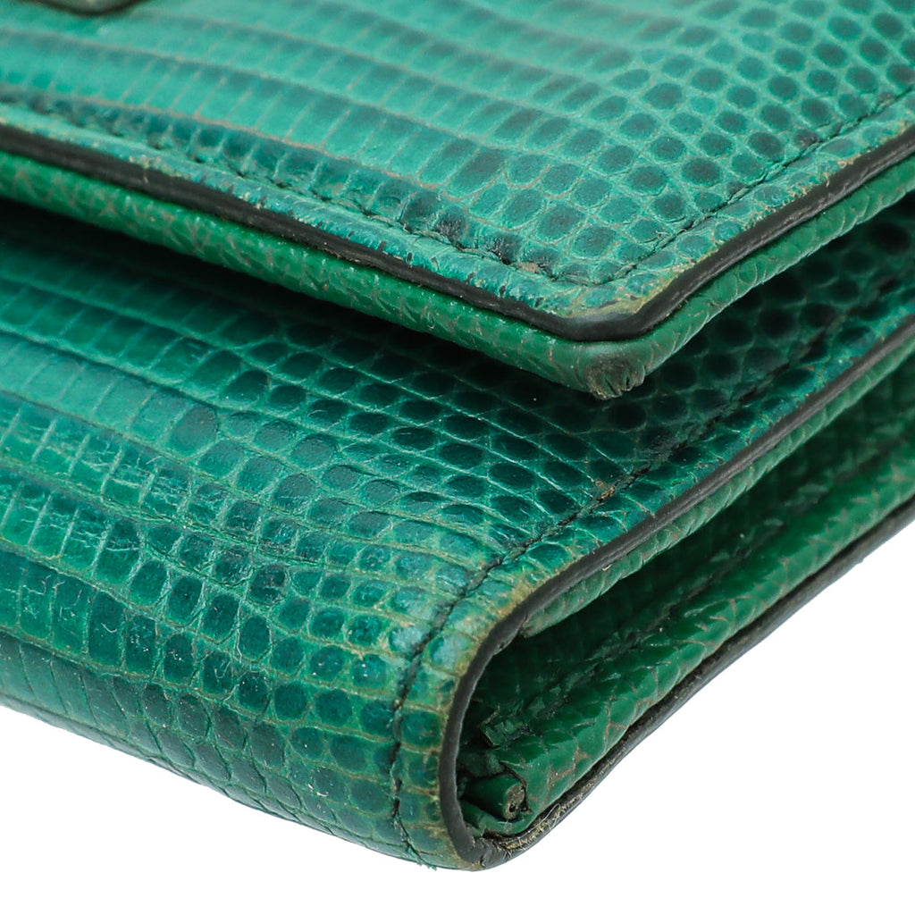 Dolce & Gabbana Green Lizard Embossed Small Wallet