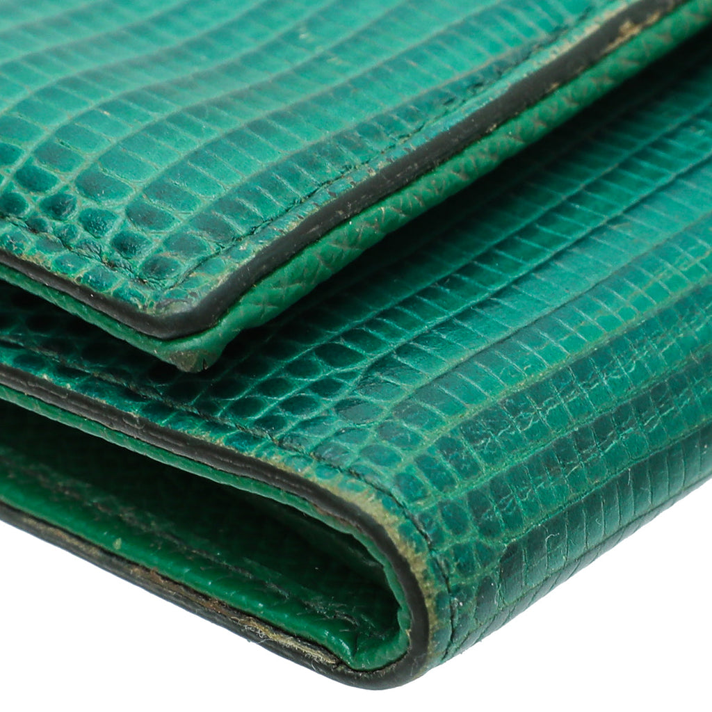 Dolce & Gabbana Green Lizard Embossed Small Wallet