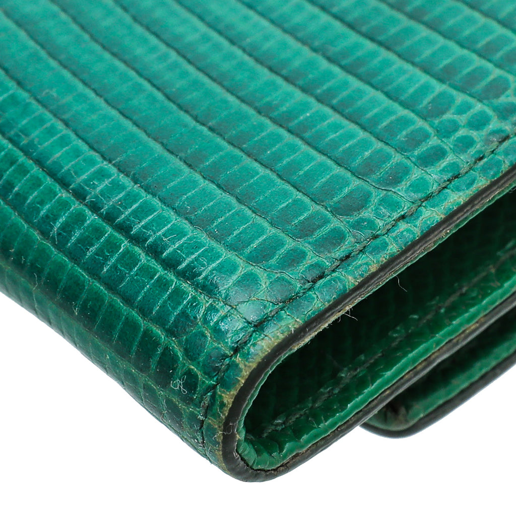 Dolce & Gabbana Green Lizard Embossed Small Wallet