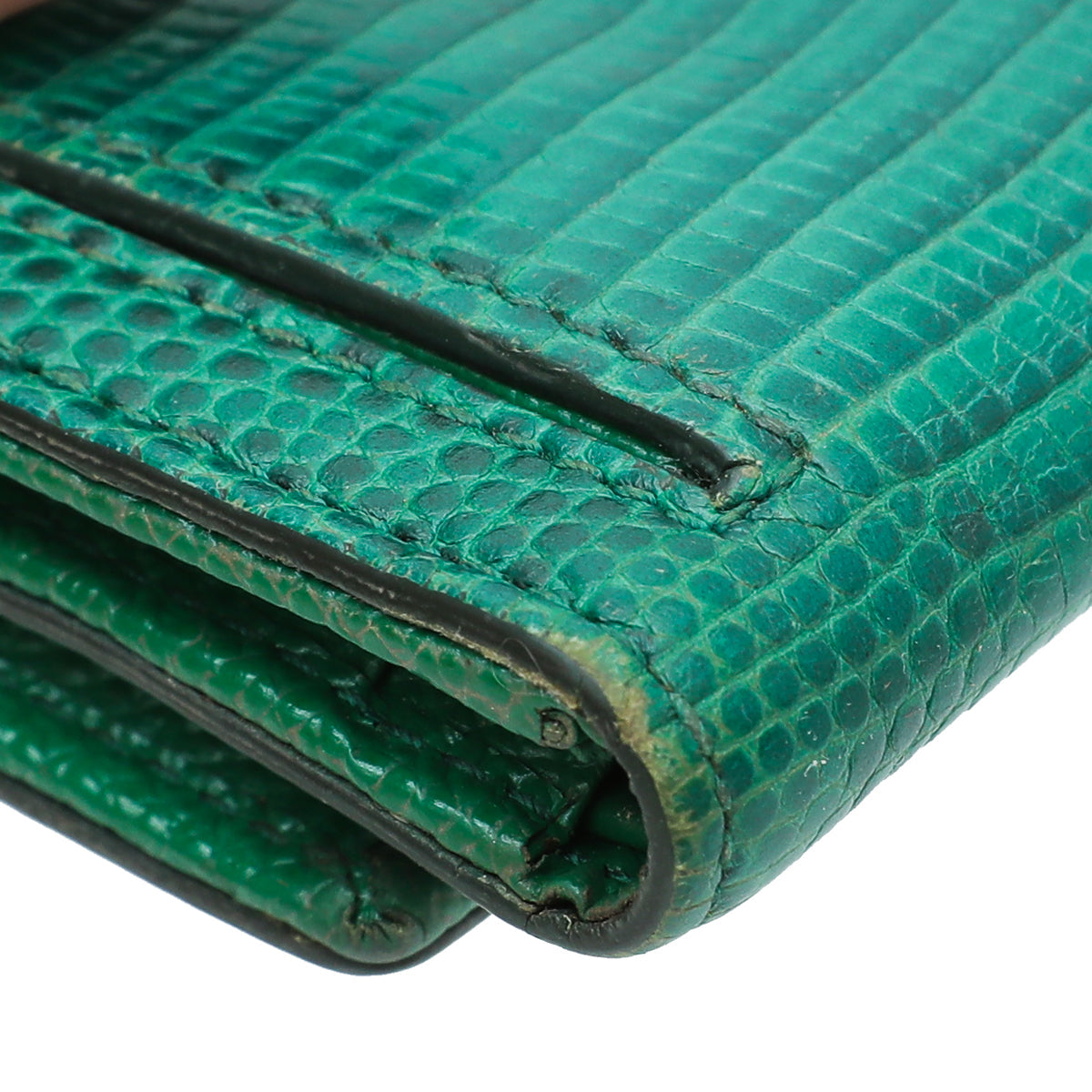 Dolce & Gabbana Green Lizard Embossed Small Wallet