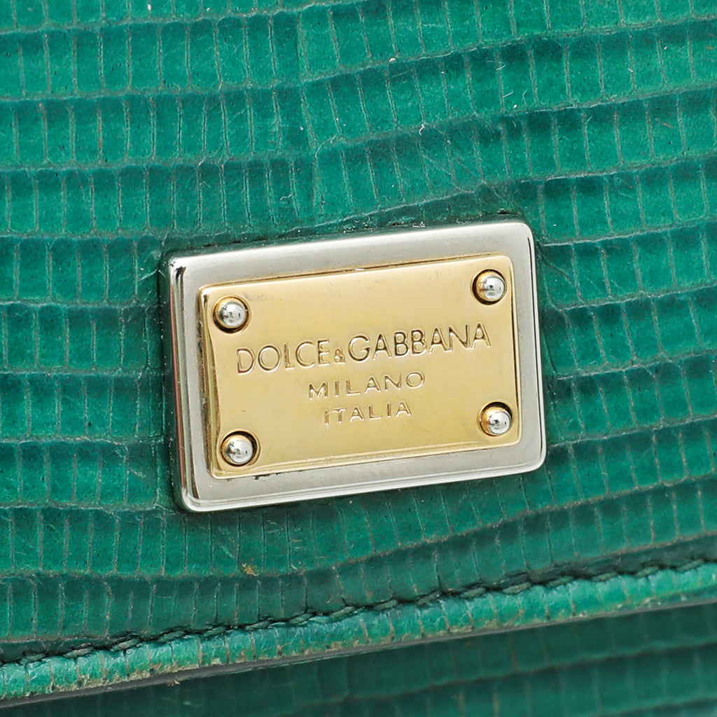 Dolce & Gabbana Green Lizard Embossed Small Wallet