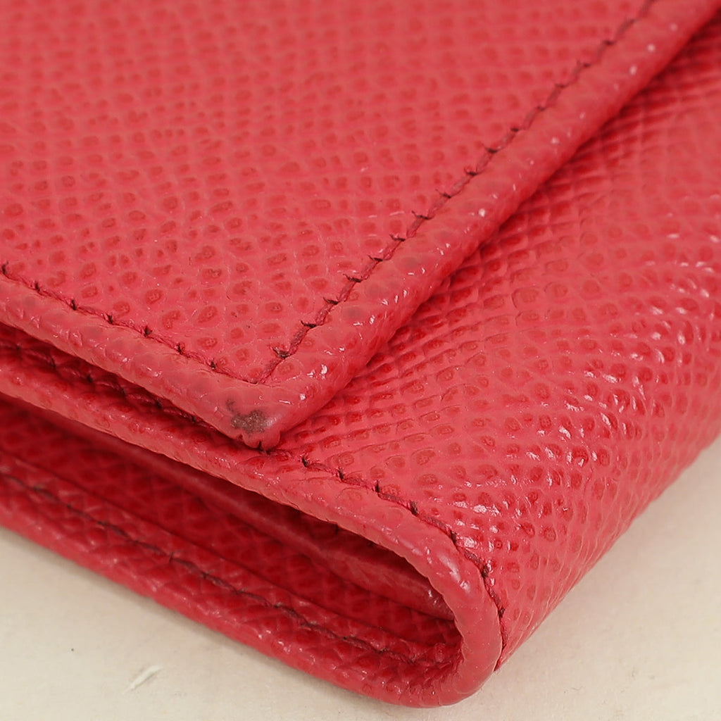 Dolce & Gabbana Red Trifold Compact Wallet
