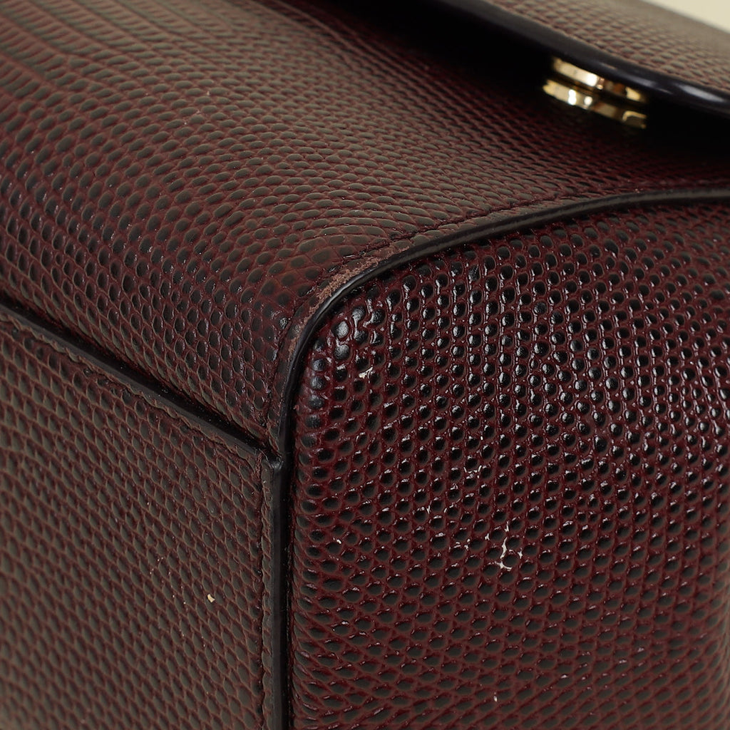Dolce & Gabbana Burgundy Iguana Print Sicily Small Bag