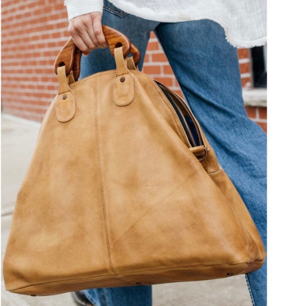 FREE PEOPLE Willow Vintage Tote Shoulder Bag Distressed Tan NWOT