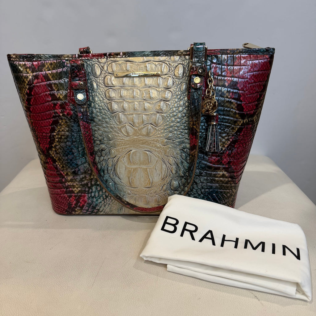 BRAHMIN Medium  Asher Melbourne Tote Komodo Ombré Shoulder Bag NWOT