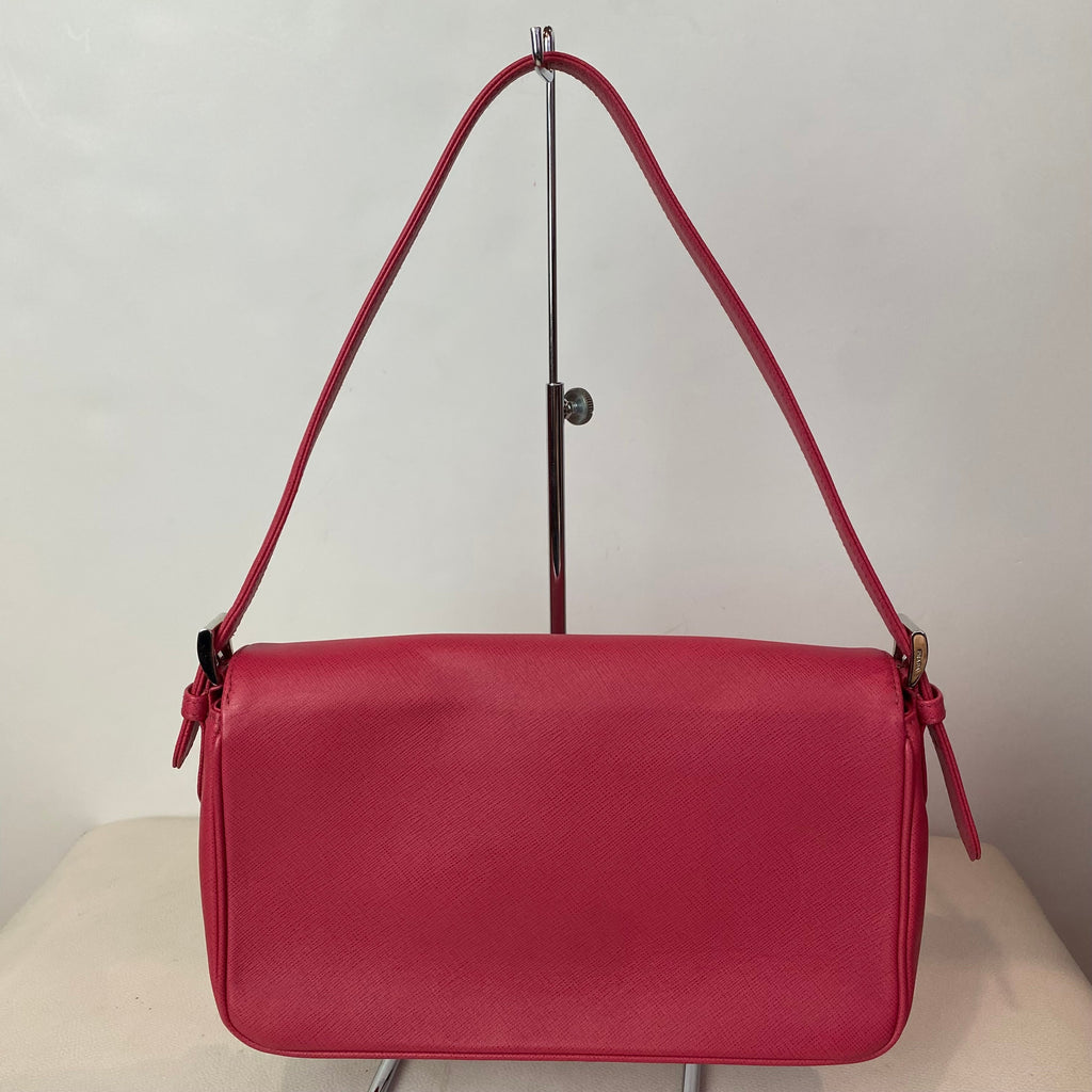 PRADA Pink Saffiano Leather Turnlock Shoulder Bag NWT