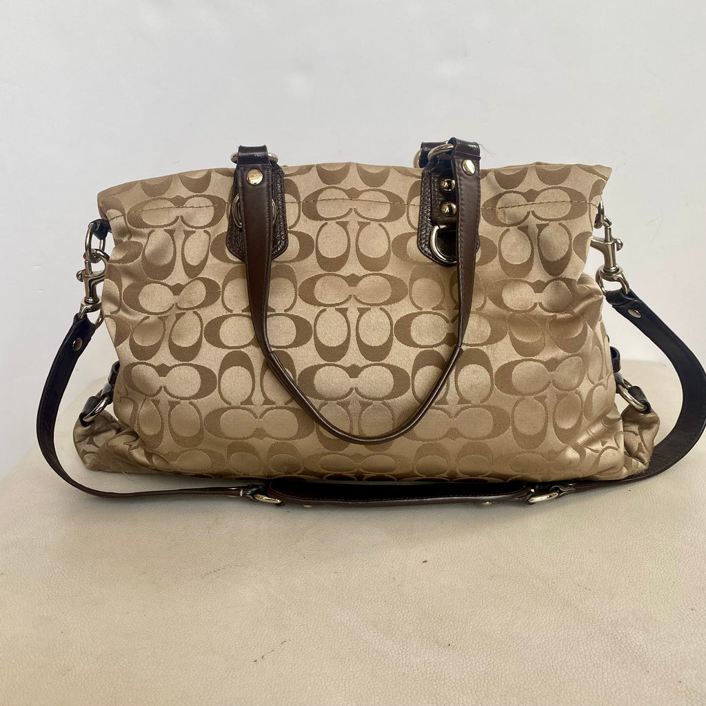COACH Ashley Signature C Satchel Khaki/ Mahogany Handbag
