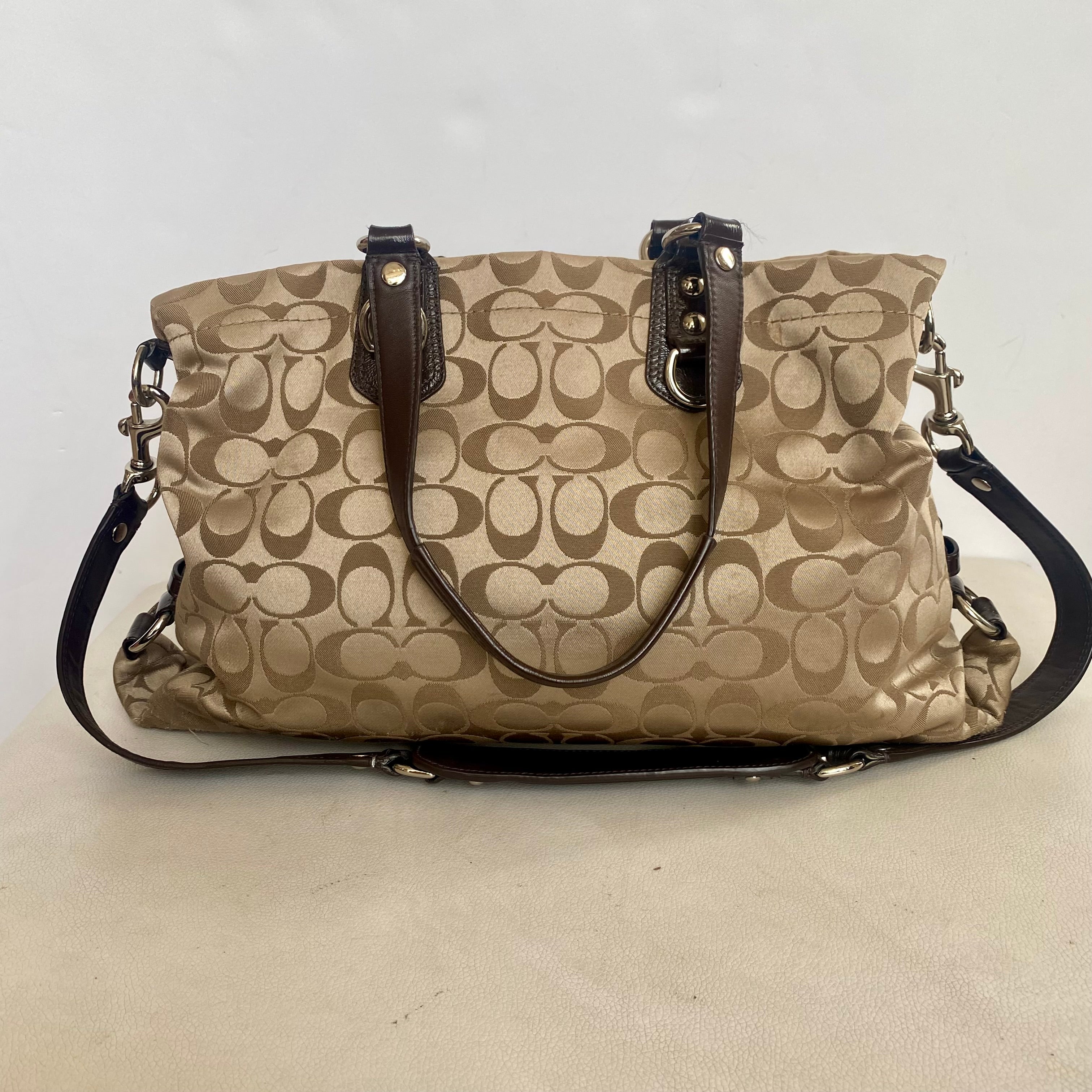 COACH Ashley Signature C Satchel Khaki/ Mahogany Handbag