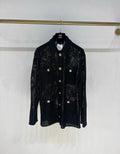 Chanel 24P black bow patchwork diamond CC button cardigan