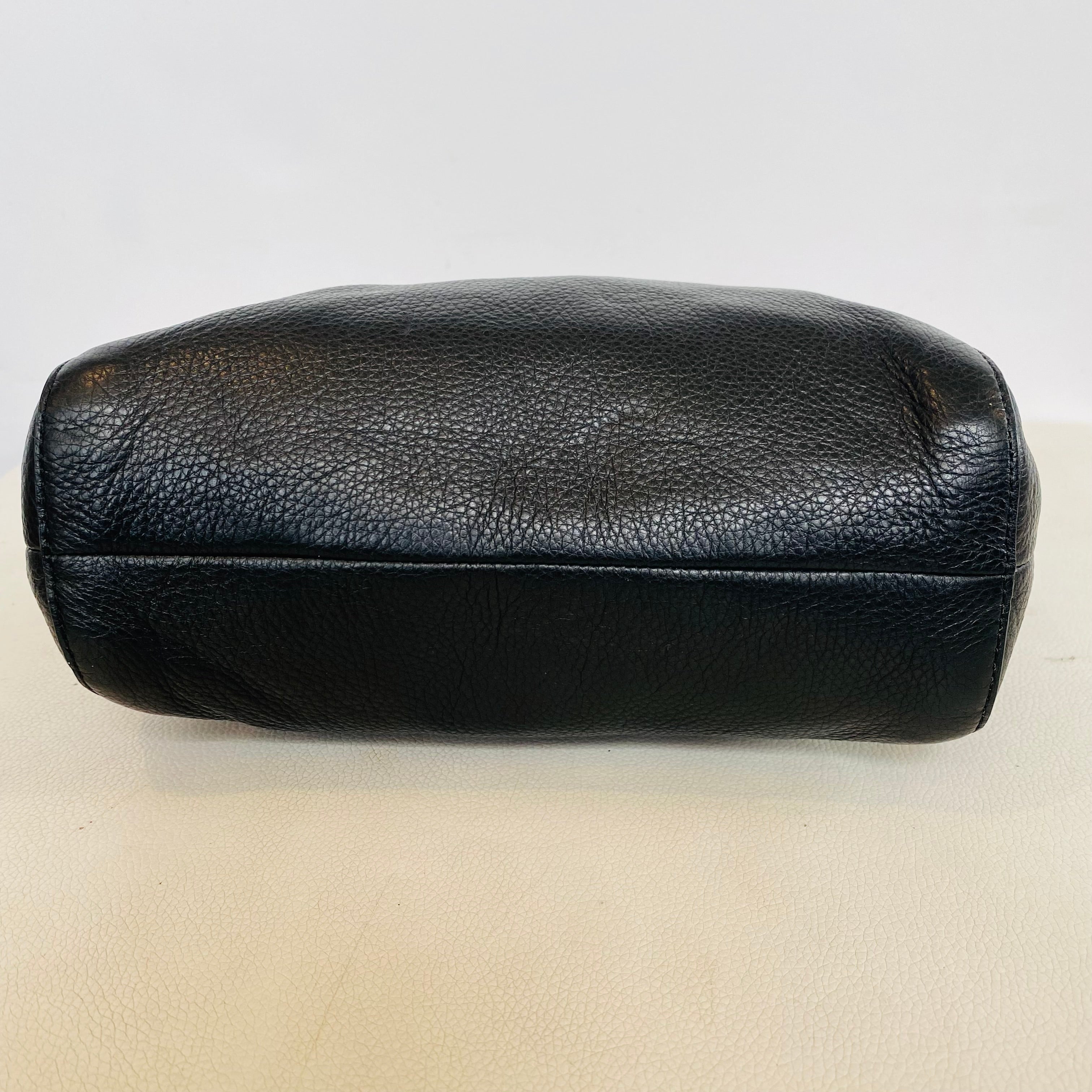 COACH Coach Black Leather Zip Carryall Satchel Handbag
