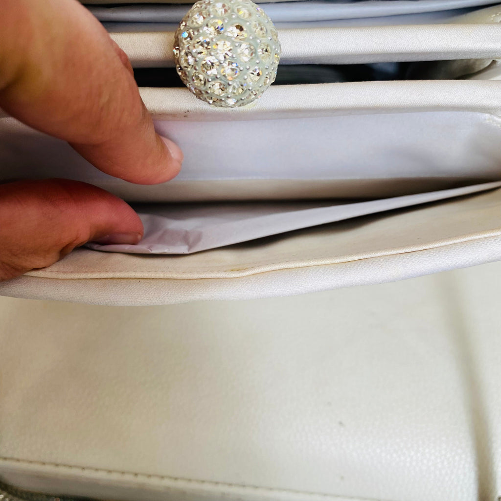JUDITH LEIBER White/Crystal Shoulder Bag Bridal Handbag