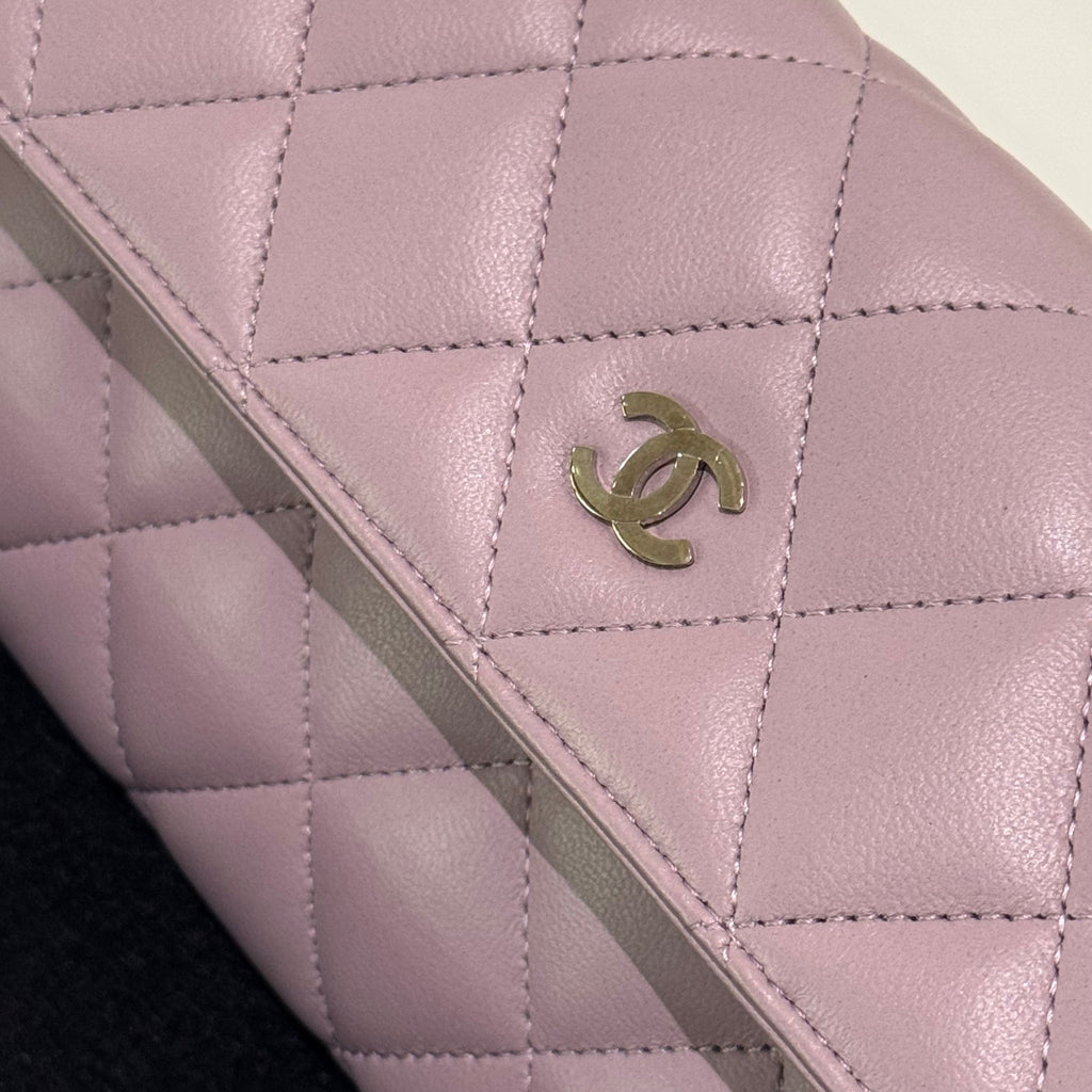 CHANEL LONG WALLET LIGHT PURPLE LAMBSKIN WALLET