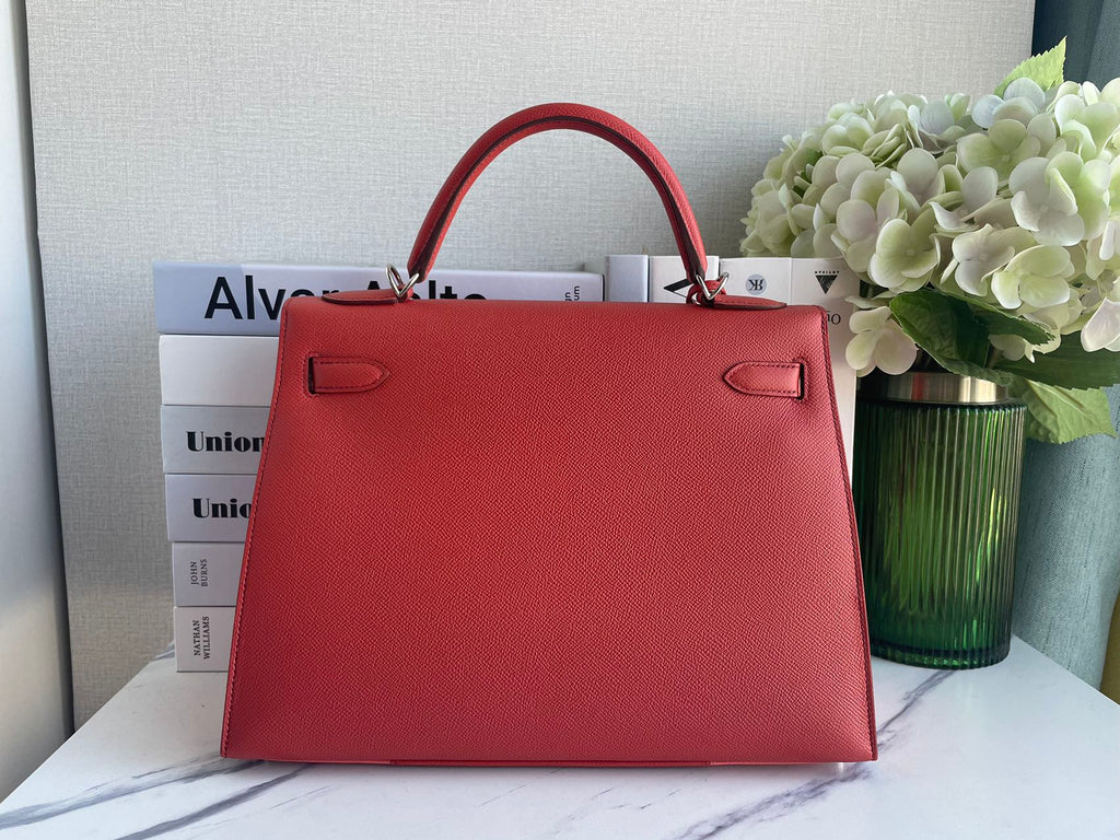 Hermès Kelly 32 Sellier Bi-Color Pink & Coral Epsom (Palladium Hardware)
