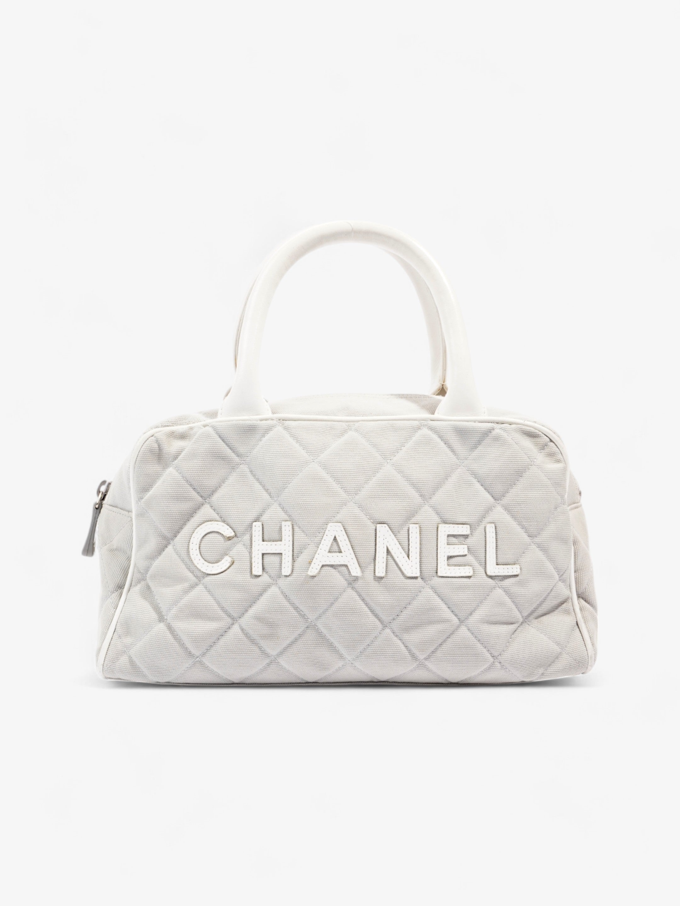 Chanel Sports Line Boston Bag Grey / White Cotton