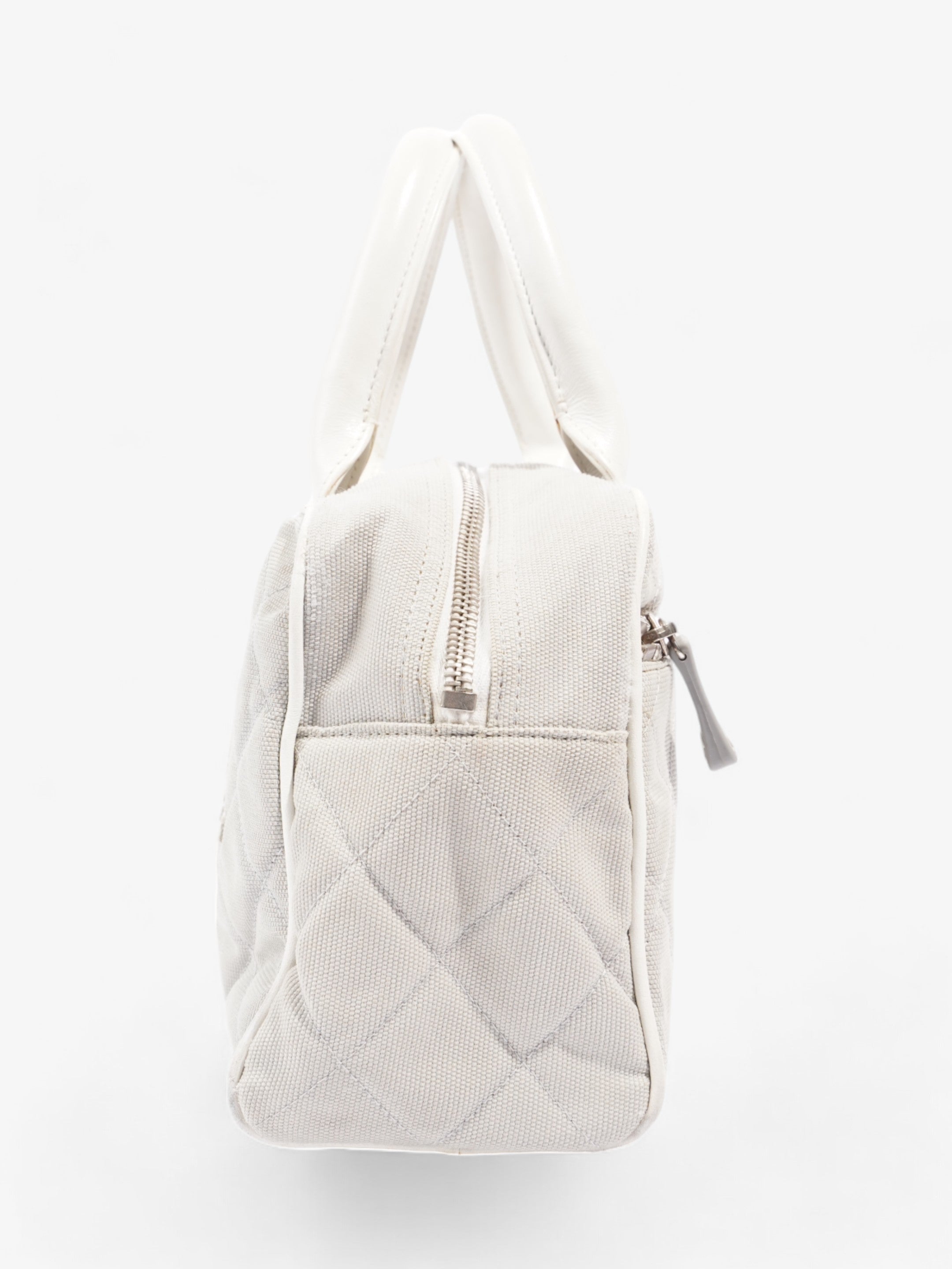 Chanel Sports Line Boston Bag Grey / White Cotton
