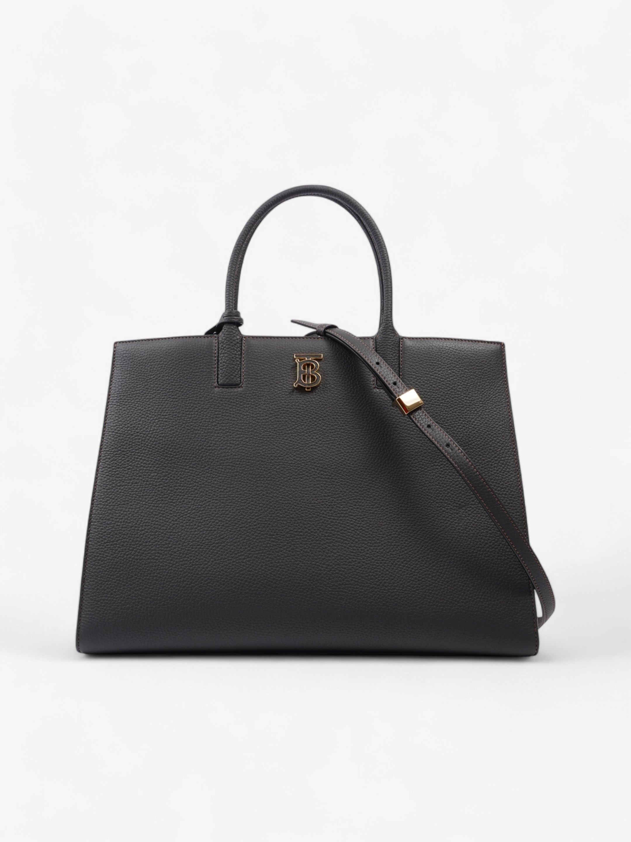 Burberry TB Tote Black Grained Leather Medium